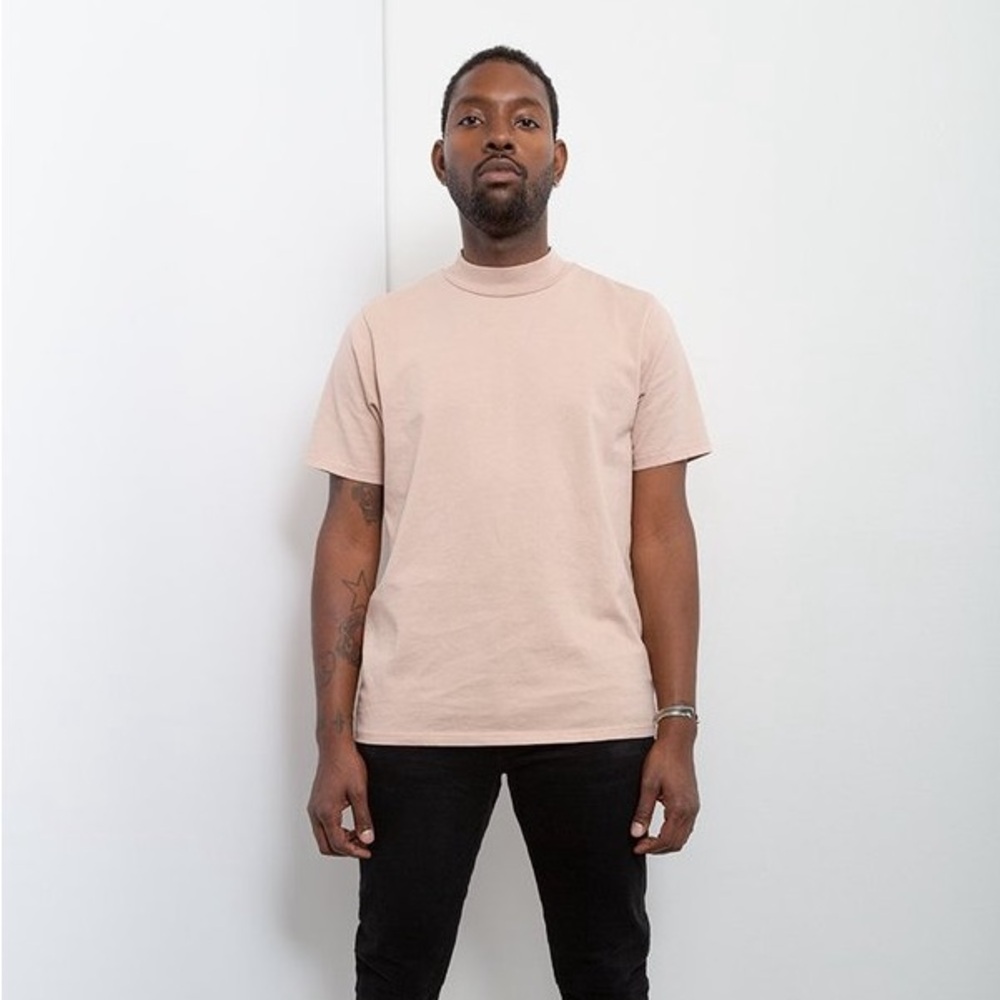 Les Tien Heavyweight cotton Mock neck tee in Mauve Size Medium